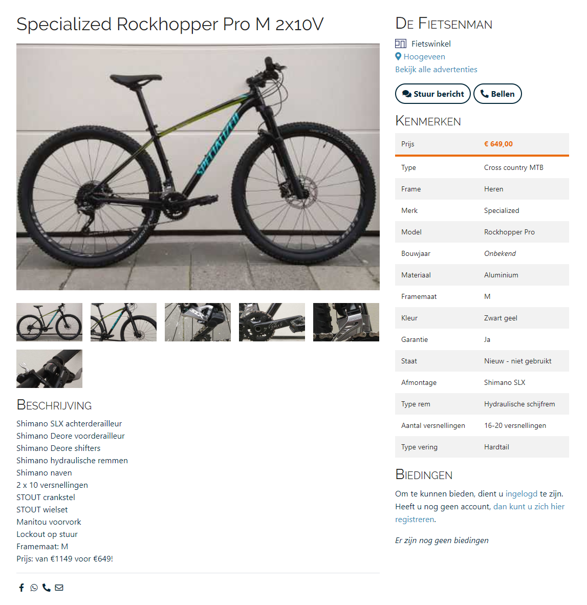 Advertentie pagina van FindyourBike